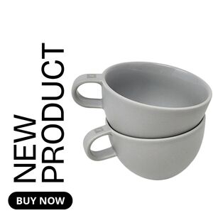 NEW Nespresso Set of Gray Stoneware Coffee Mugs